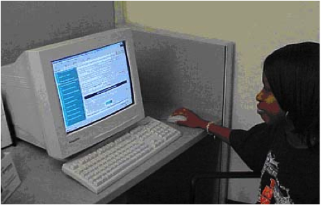 Student working on desktop computer