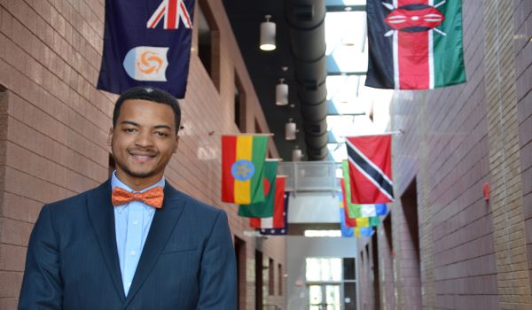 Student with International Flags