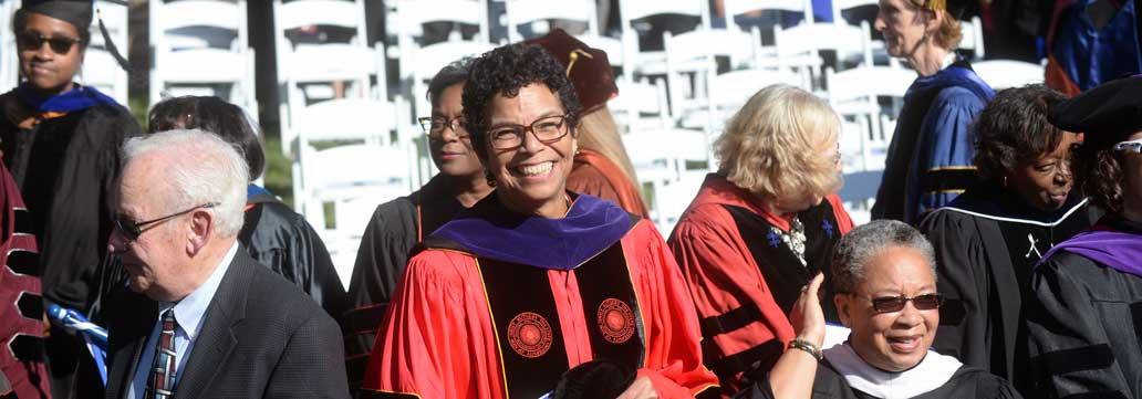 woman smiling at graduation