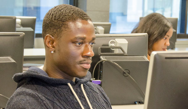 student at a computer