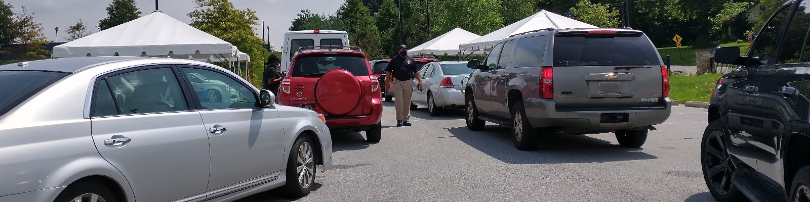 Cars in line for covid testing