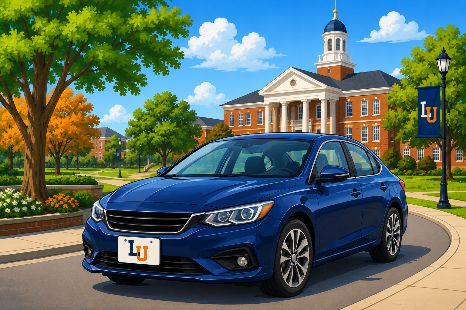 An image of a car with LU sign