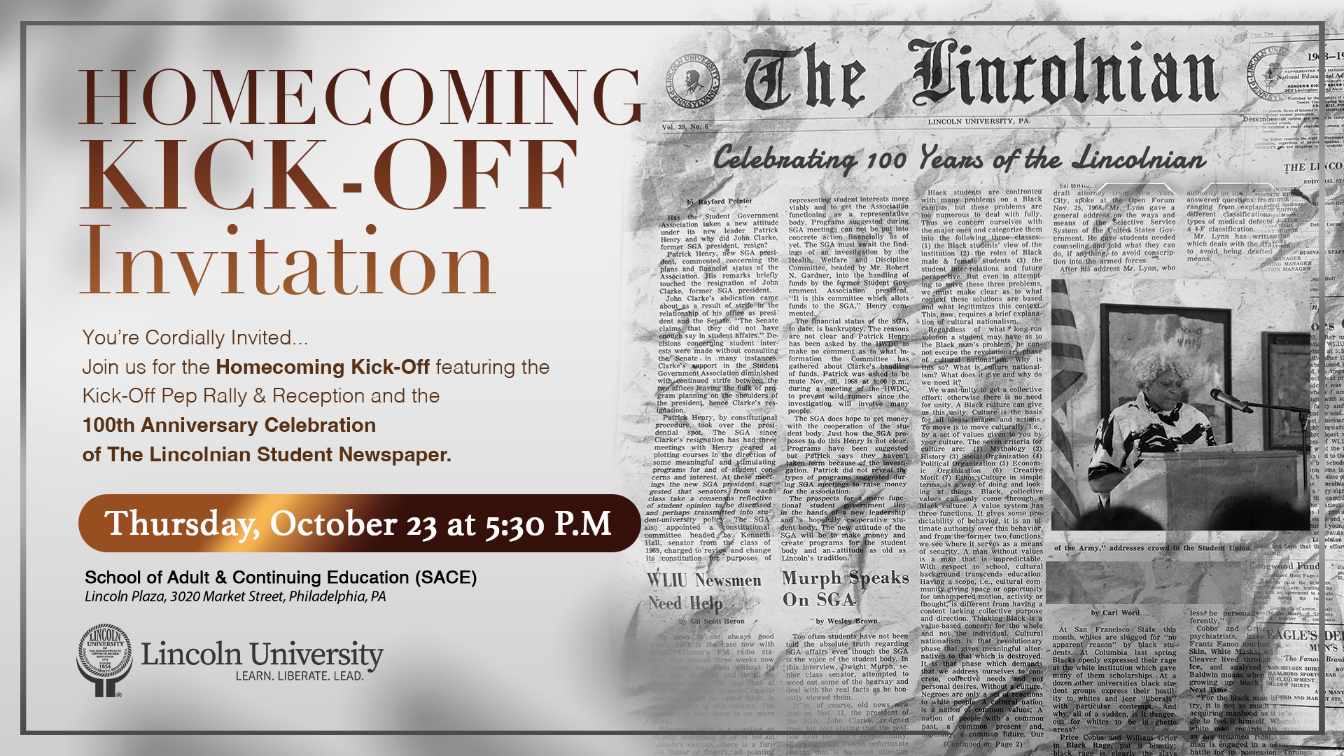 SACE Homecoming Kick-iff Graphic 